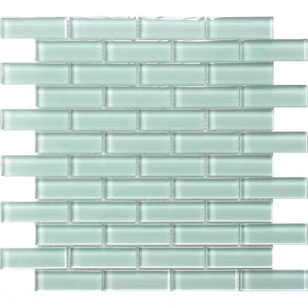 Aqua 11.9 In. X 11.9 In. Polished Glass Mosaic Tile (4.92 Sq. Ft./Case)