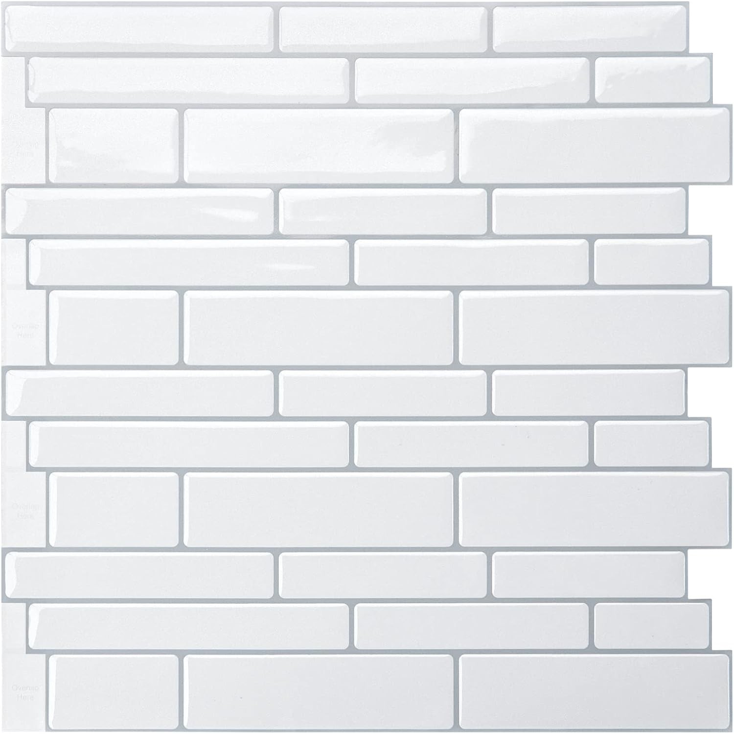 White Marble-Like Backsplash Peel and Stick 12x12in Heavy-Duty (Pack of 10)