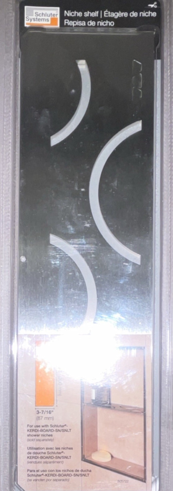 Schlüter Niche Shelf Brushed Stainless Steel Curve for KERDI-BOARD-SN SNS1D6EB