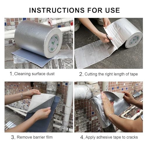 Butyl Tape, Waterproof 1.5mm x 8″ W X 33’L, Multi-Use Leak Repair 8inch 33ft