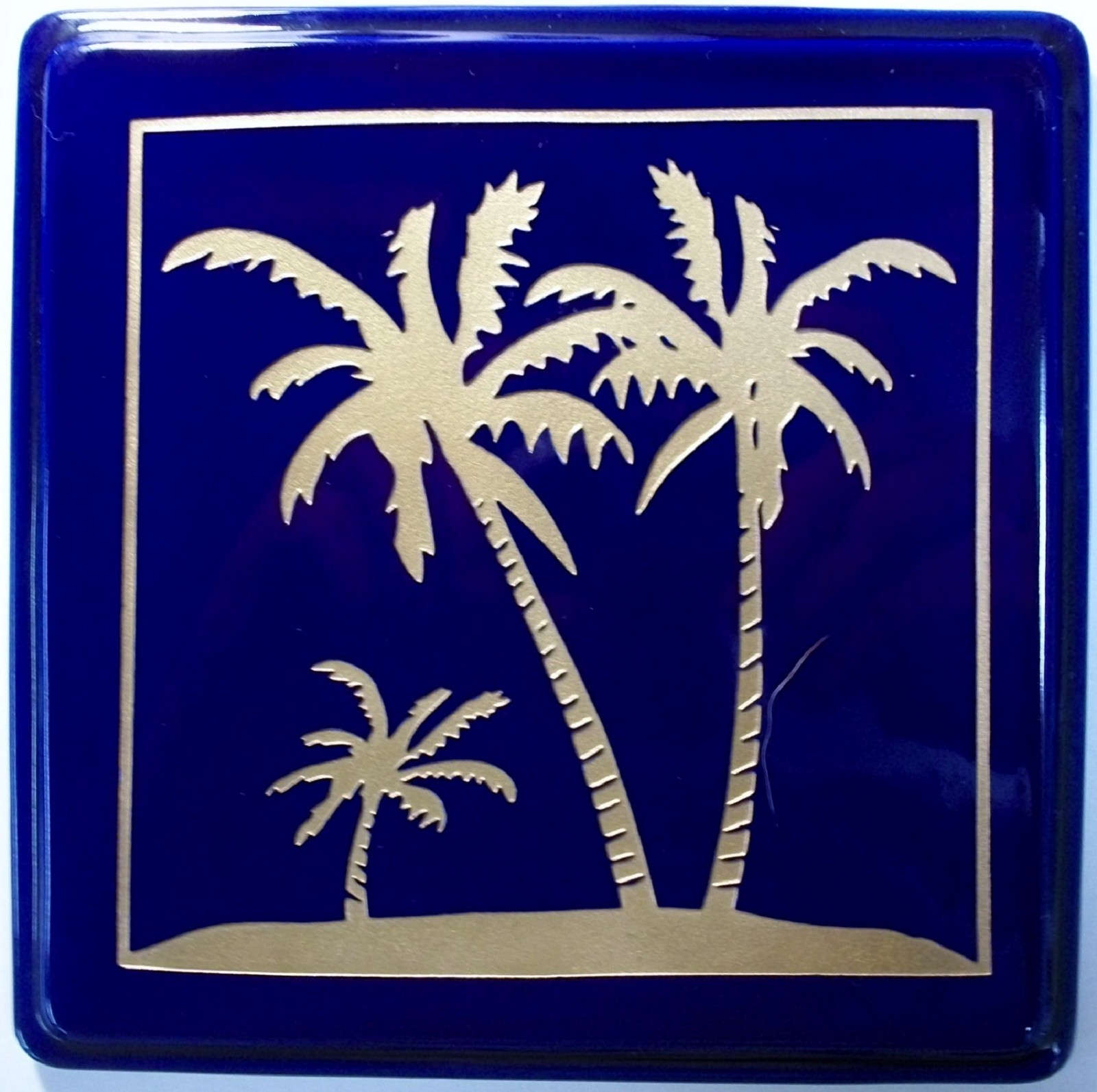 Trivet Souvenir Tile with Palm Trees Corking Back