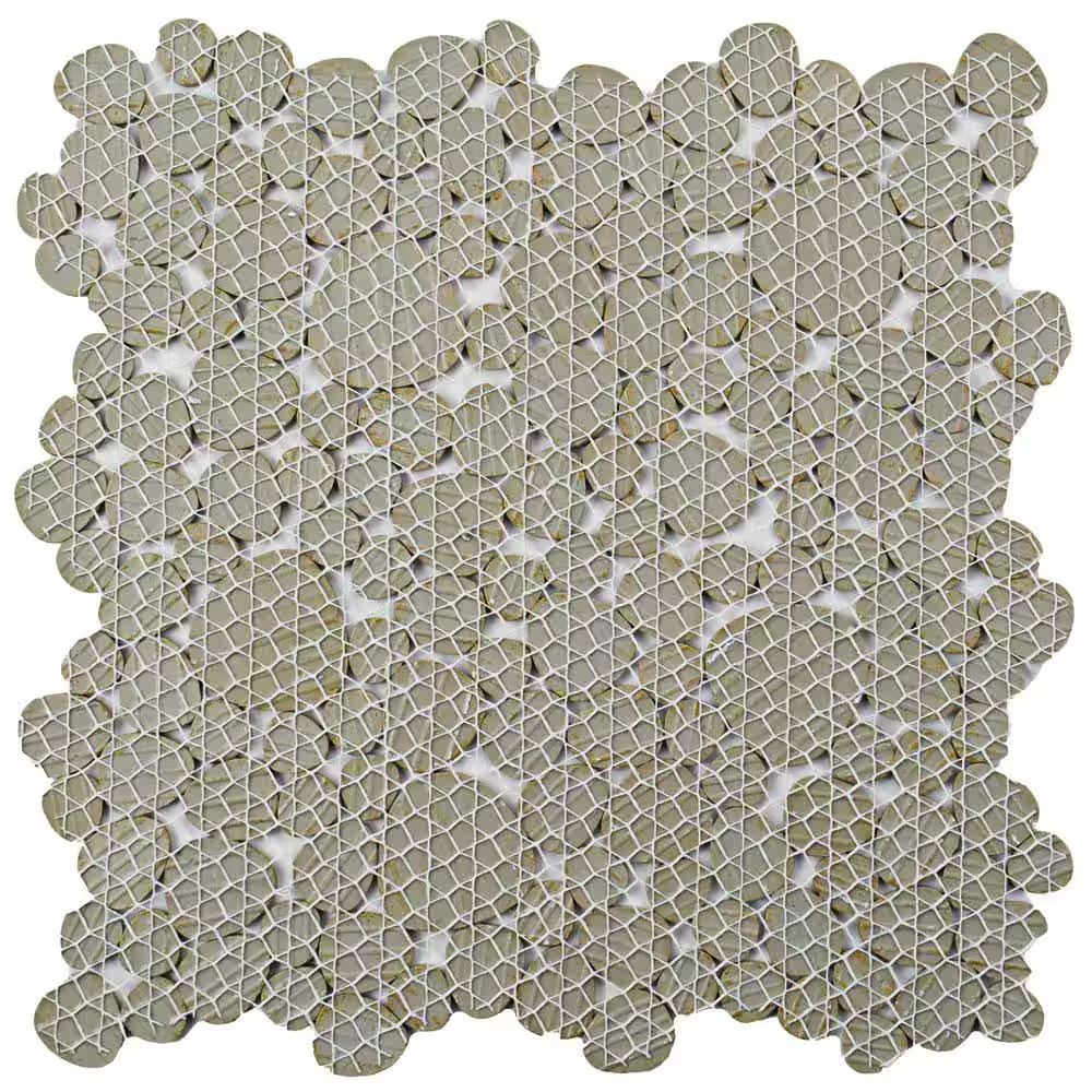 Pebble White 11 In. X 11 In. Porcelain Mosaic Tile (8.6 Sq. Ft./Case)