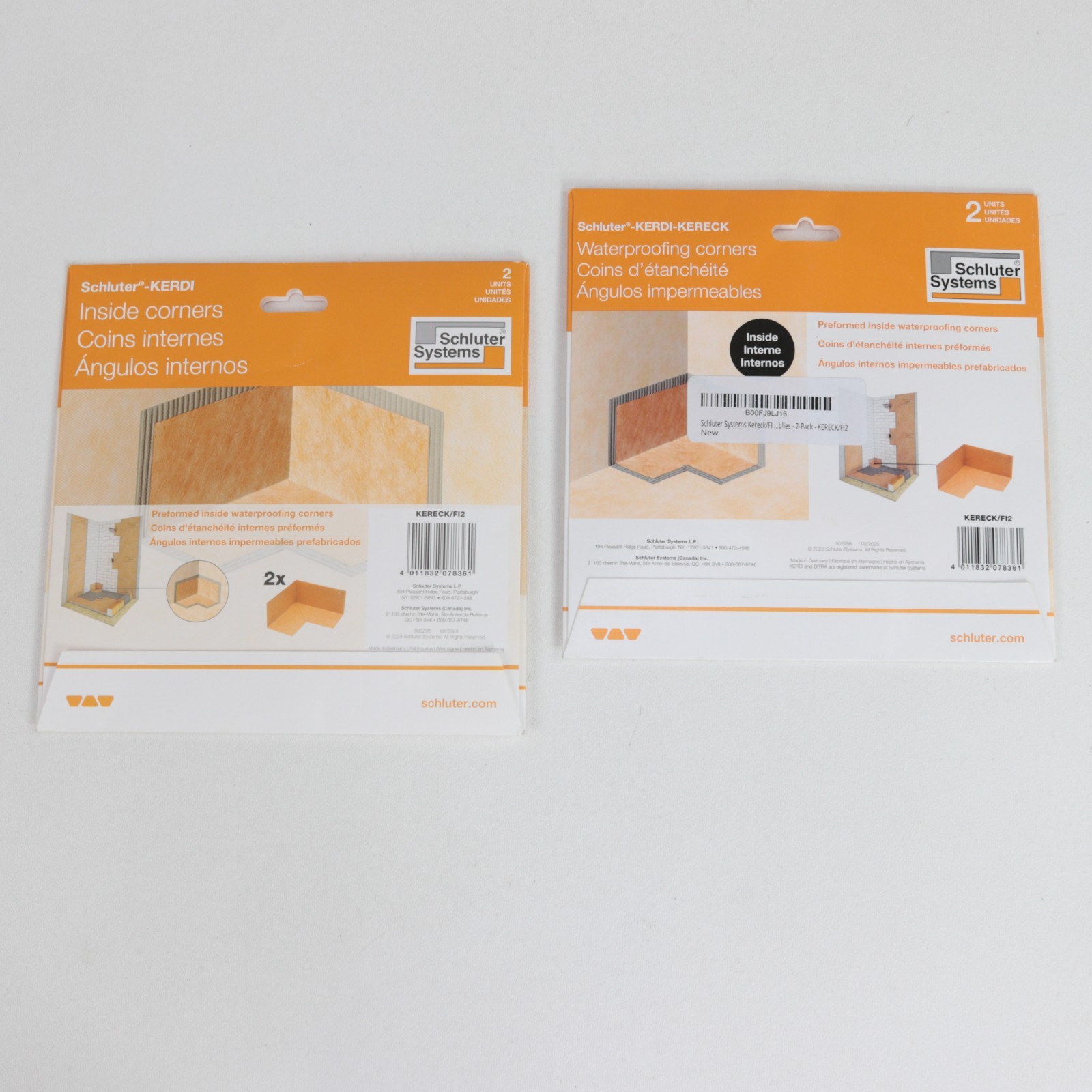 Lot of 2 Packs of Schlüter-Kerdi KERECK/FI2 Water Proofing Corners, New/Sealed