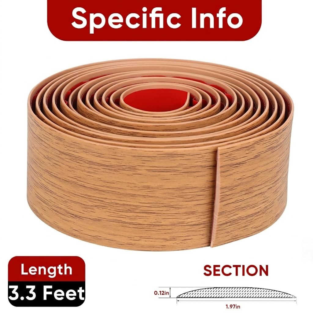 2in x 3.3Ft Floor Transition Strip Self Adhesive, Brown Wood Grain Floor Cover