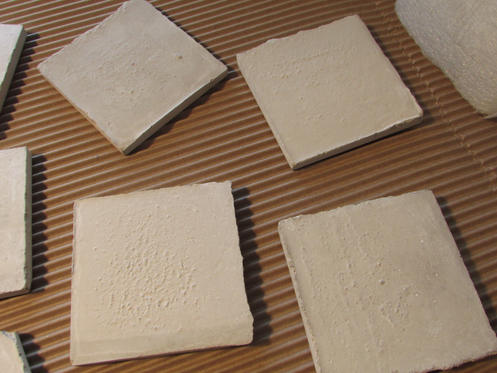 Group of 10 Vintage UNUSED Ceramic 3.5″ Unglazed WALL Floor or CRAFTING TILES !!