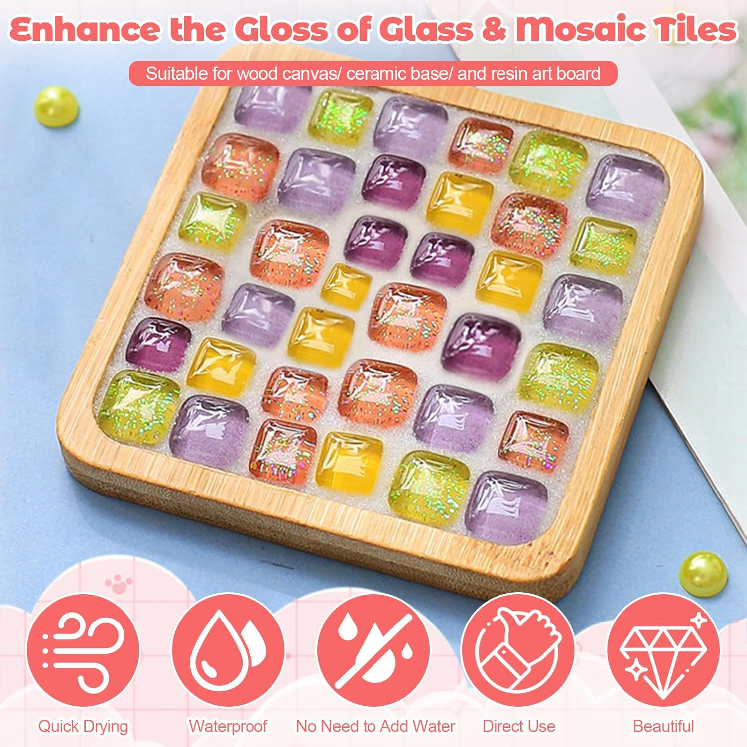Mosaic Crystal Grout – Translucent Mosaic Grout Filler for Tiles Crafts, No N…