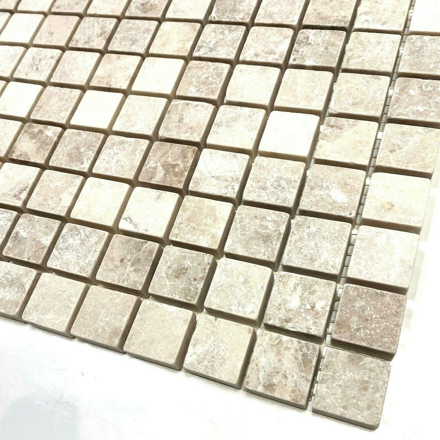1X1 Beige Tumbled Rounded Edge Wall Mosaic Marble Tile Backsplash Bath Kitchen