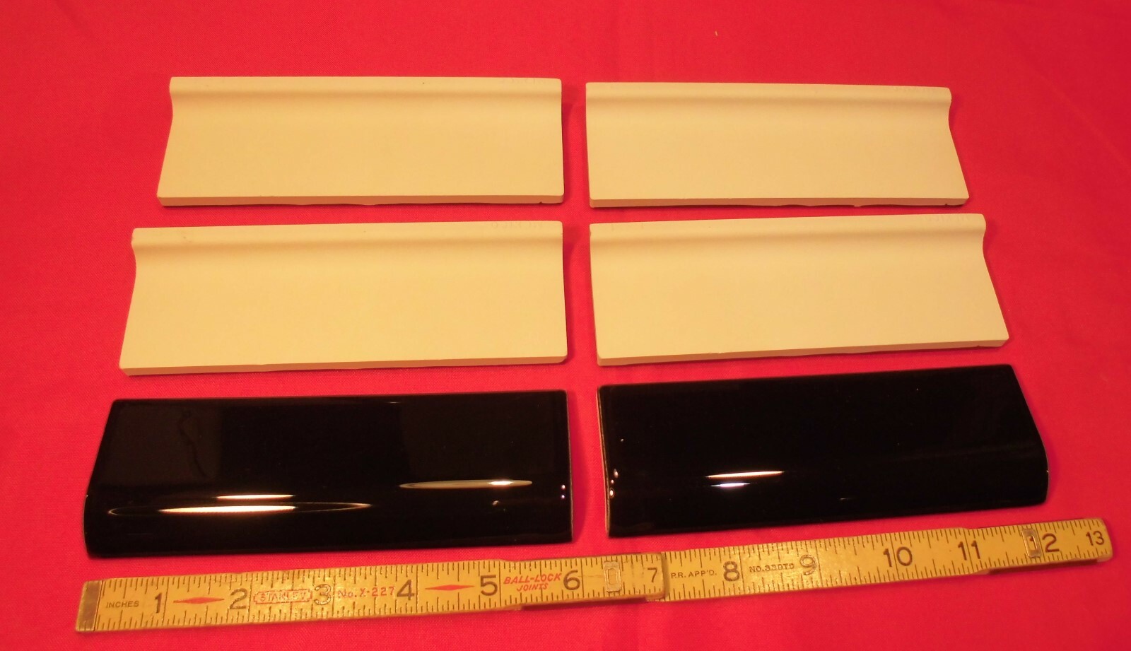 Black 2 x 6 in Ceramic Tile Mud Cap Bullnose Trim 2×6 inch American Olean 6 Pack