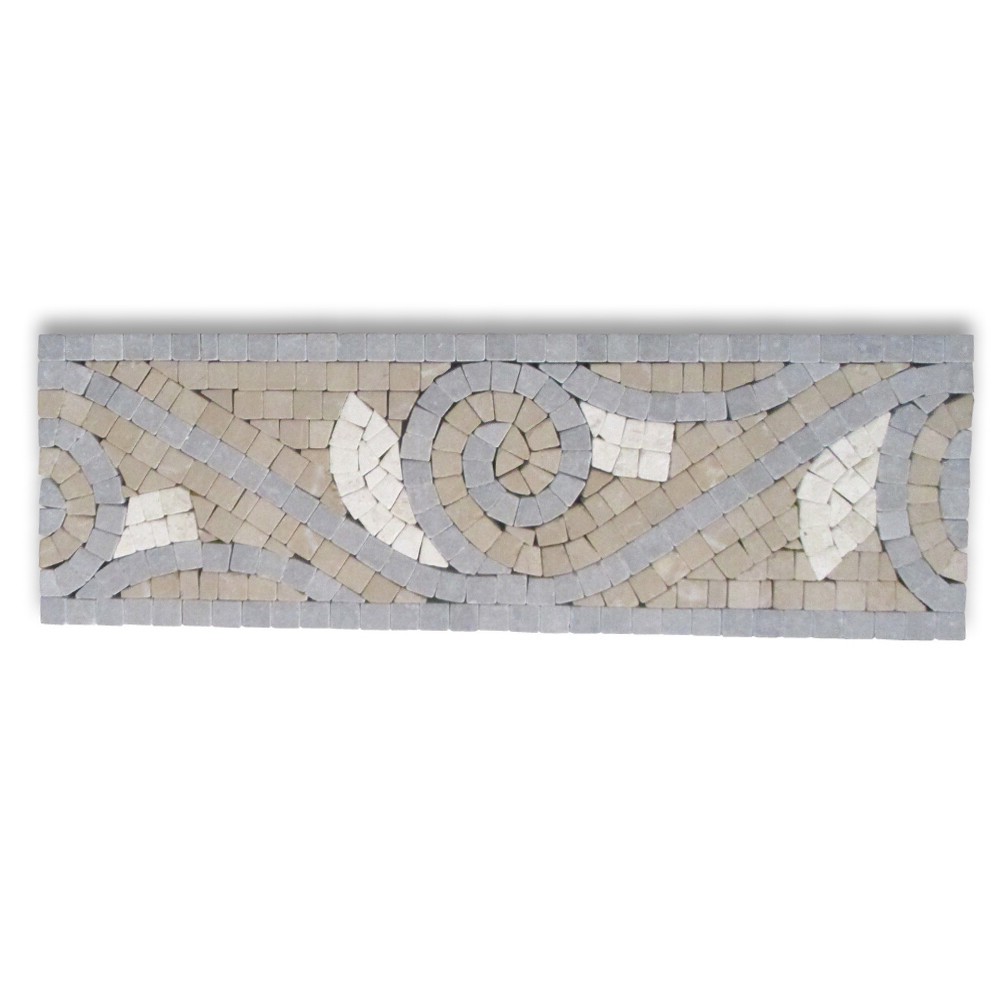 B3080T Marble Mosaic Border Bathroom Accent Listello Tile Swirl 4×12 Tumbled