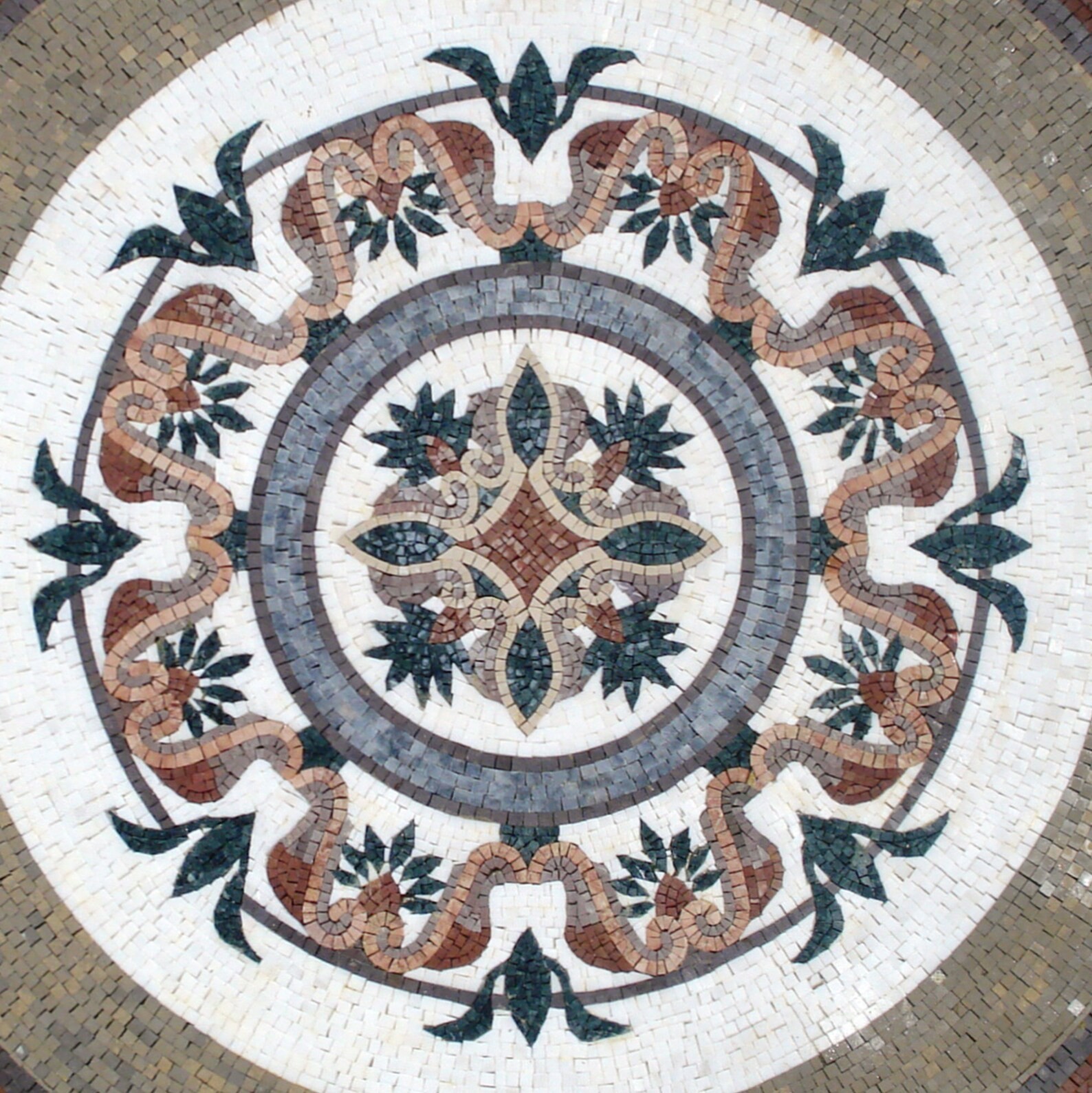 48” GEOMETRICAL FLORAL TILES | Square Shape Floral Tiles For Living Room Floor