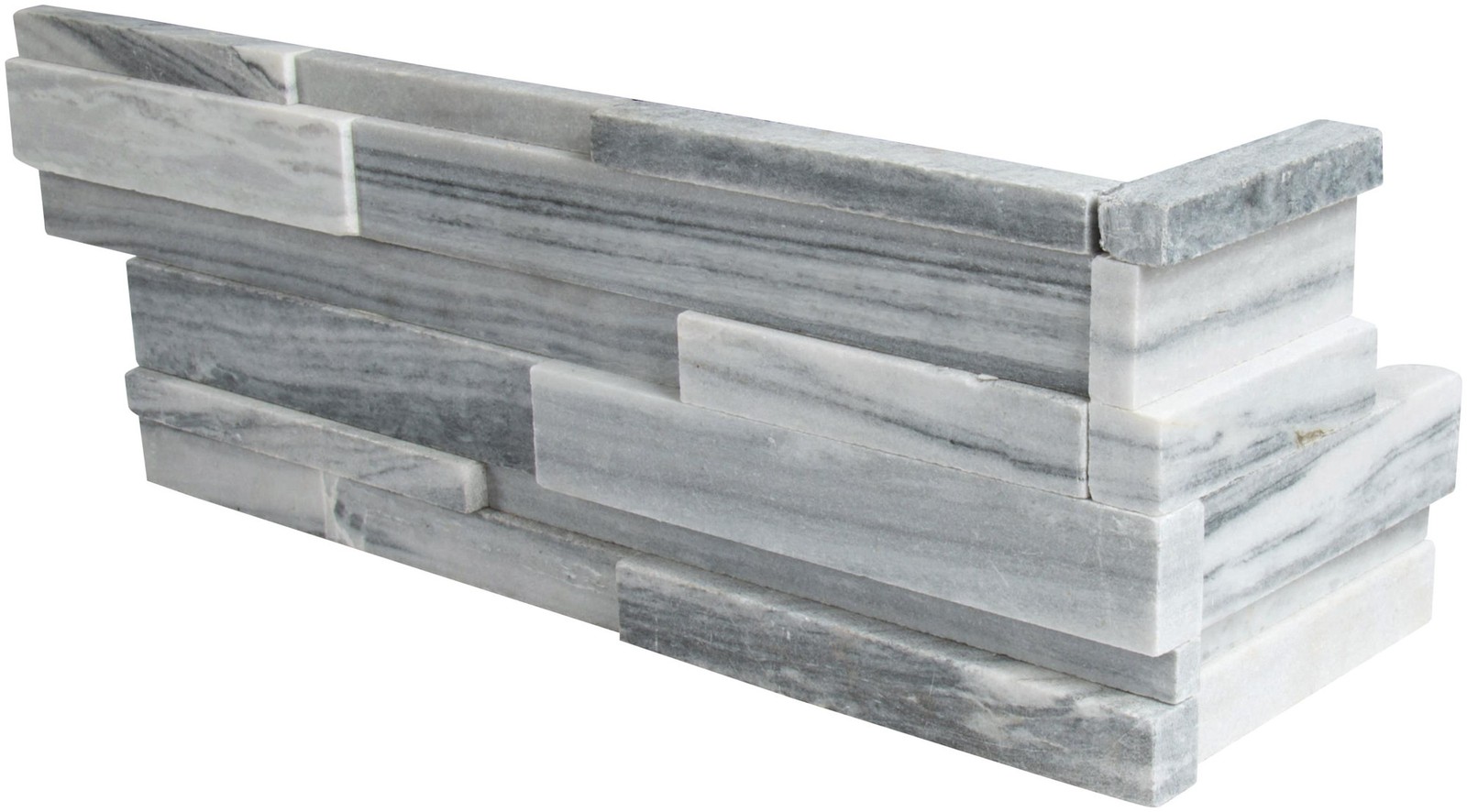 Ackland AKPLPM6X18HCR-3D-CA 6 in. x 18 in. Honed Marble Stacked – Glacier Gris