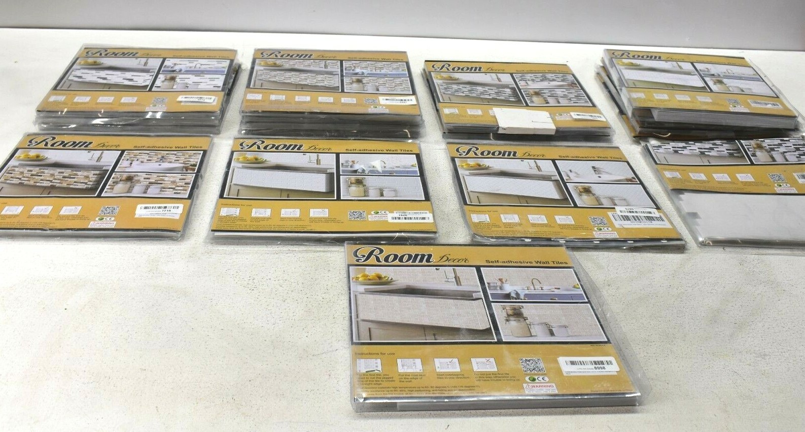 Lot Of 9 Various Style Decor Wall Self Adhesive Tiles Stick Marble Design