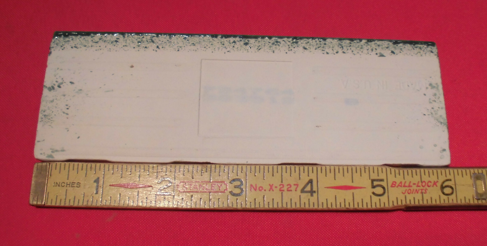 1 pc. Dark Greenest-Blue; Glossy Bullnose Surface Flat Ceramic Tile; NOS , USA