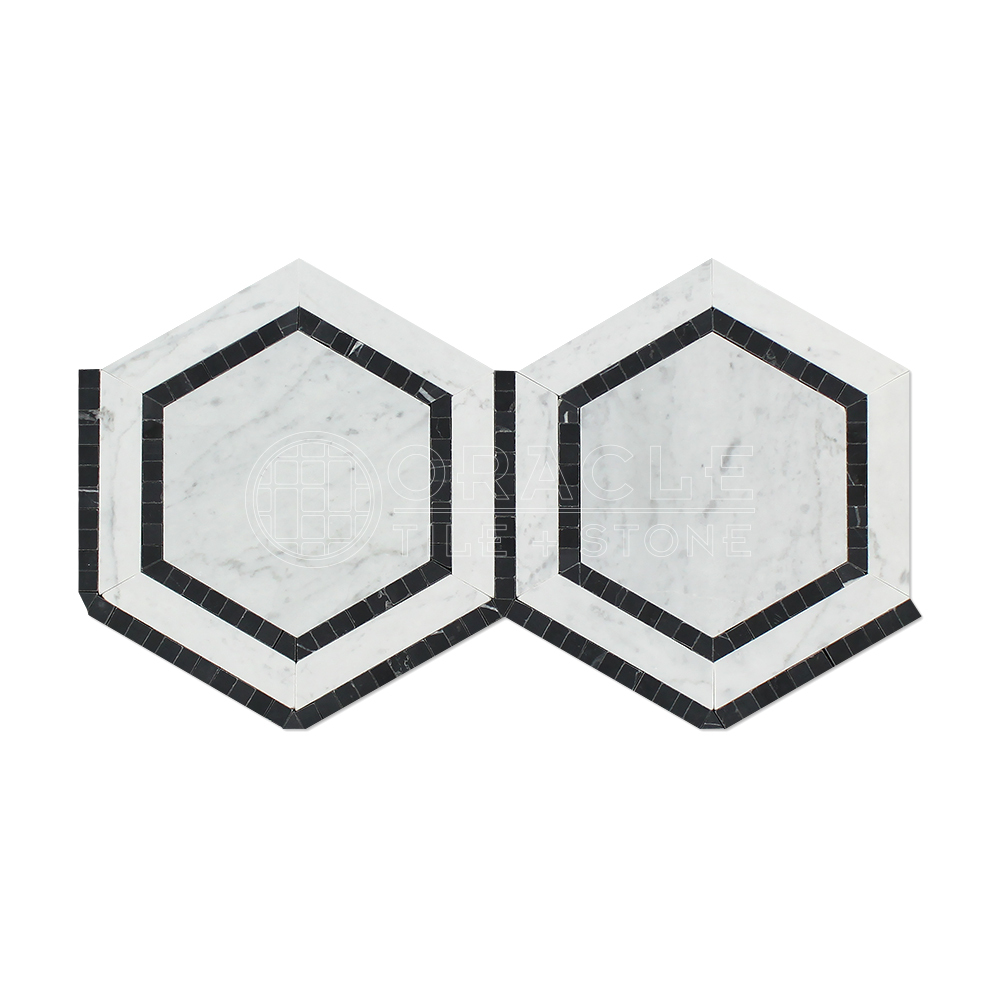 Carrara White Italian (Bianco Carrara) Marble 5″ Hexagon Combination Mosaic Tile