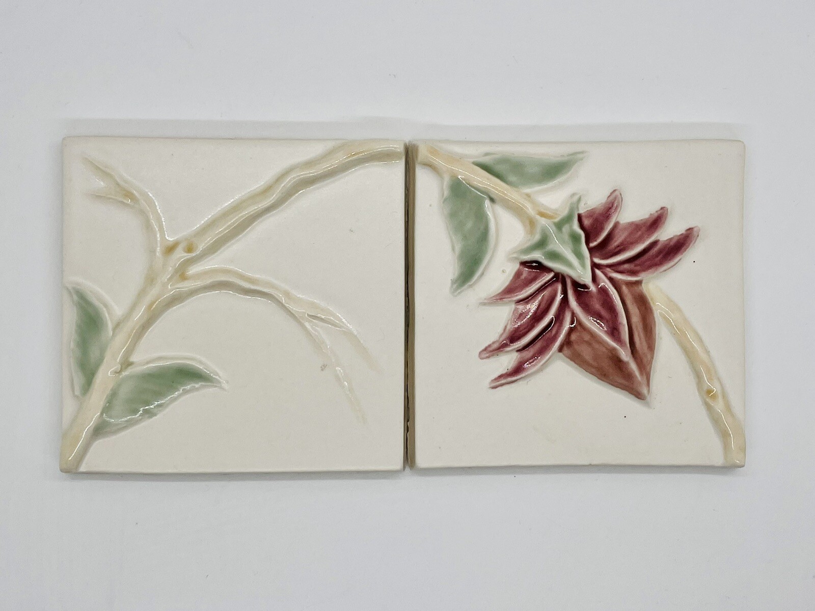 2 Pratt & Larson Tile Arts Crafts Art Nouveau NOS Floral