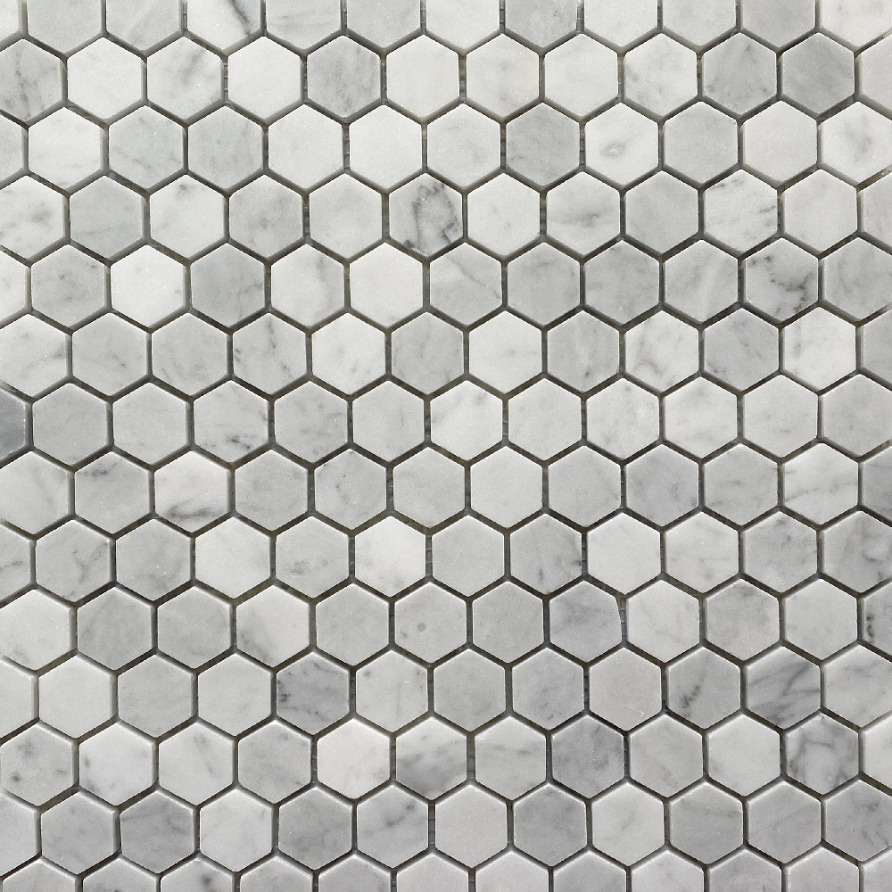 C31XH Carrara Marble 1″ Hexagon Tile Venato White Carrera Mosaic Honed