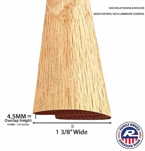 3 FT Oak Overlap Edging – Unfinished 1 3/8″ Wide Solid Oak Transition Strip for