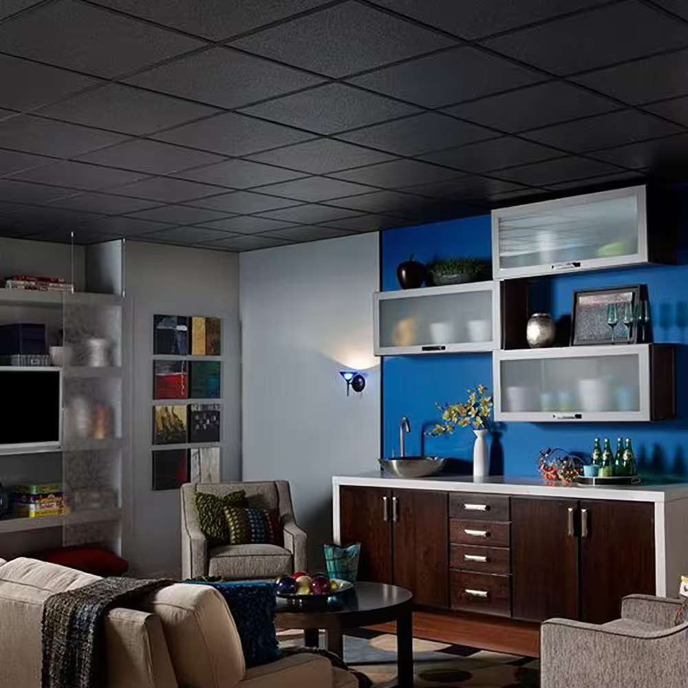 Fine Fissured Black 2 Ft. X 2 Ft. Lay-In Ceiling Tile (64 Sq. Ft. / Case)
