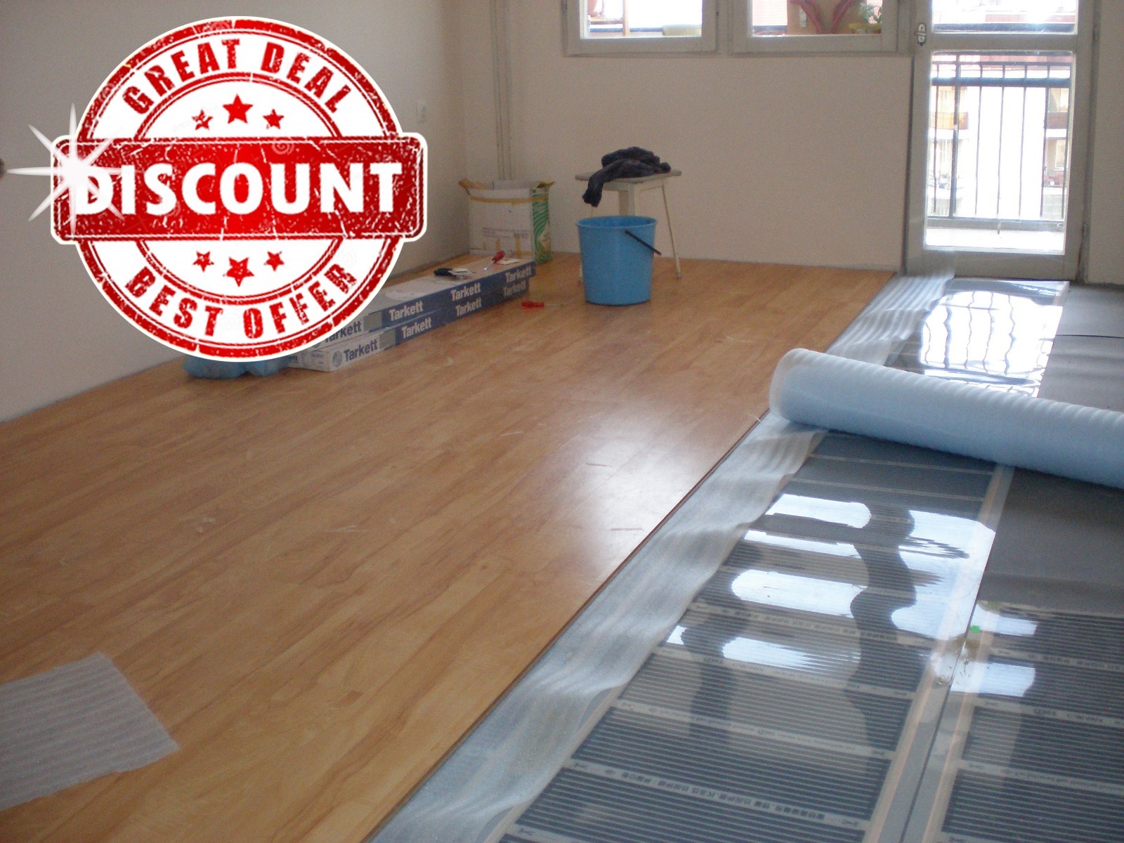 SMART Carbon wooden laminate warm Floor Heating System 75-86sq.ft. (7-8sqm) 230V
