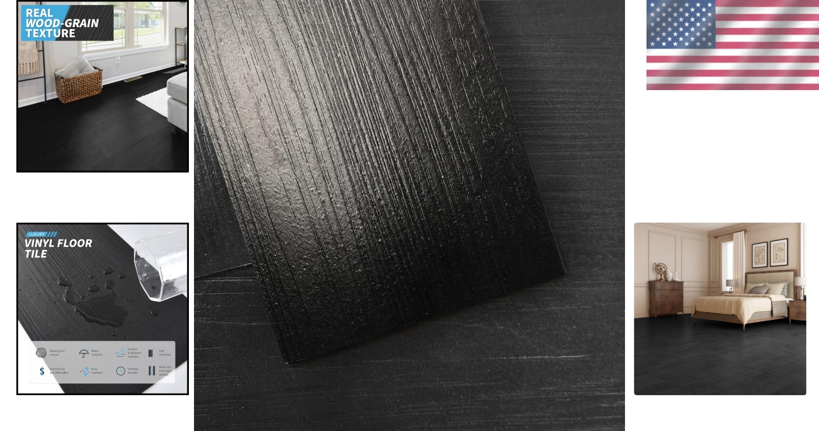 Black Vinyl Plank Flooring 36-Pack Waterproof