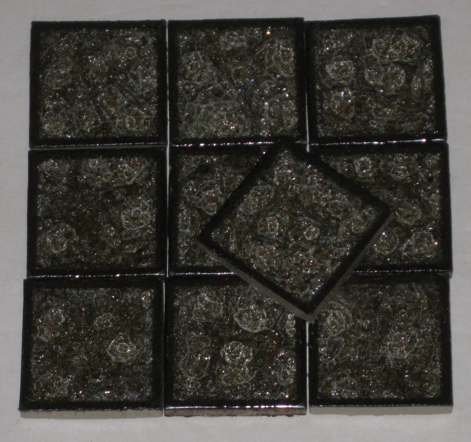 2″x2″ Crackle Glass Tile Deco Insert Accent Wall Tile – CLOVE – Lot of 10 pcs
