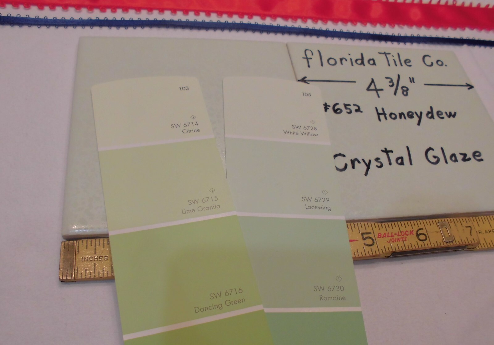 1 pc.*Honeydew-Hint of Green* 4-3/8″ Ceramic Crystal Glazed tiles by florida