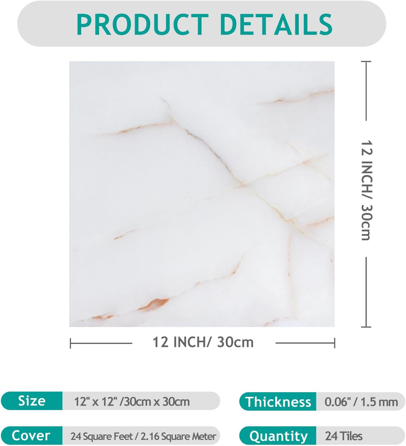 24 Pack Pink & White Marble Peel and Stick Vinyl Floor Tiles 12″x12