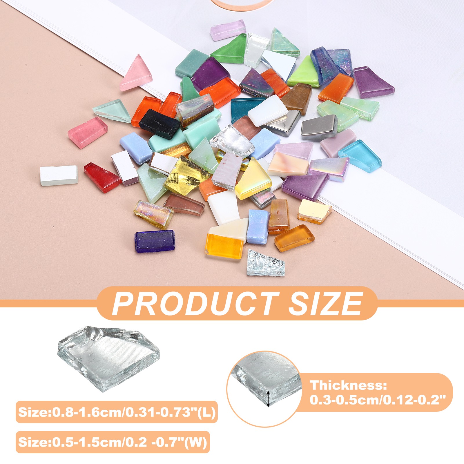 Irregular Glass Mosaic Tiles, 300G/0.7LB Stained Glass Sheets, Silver Series