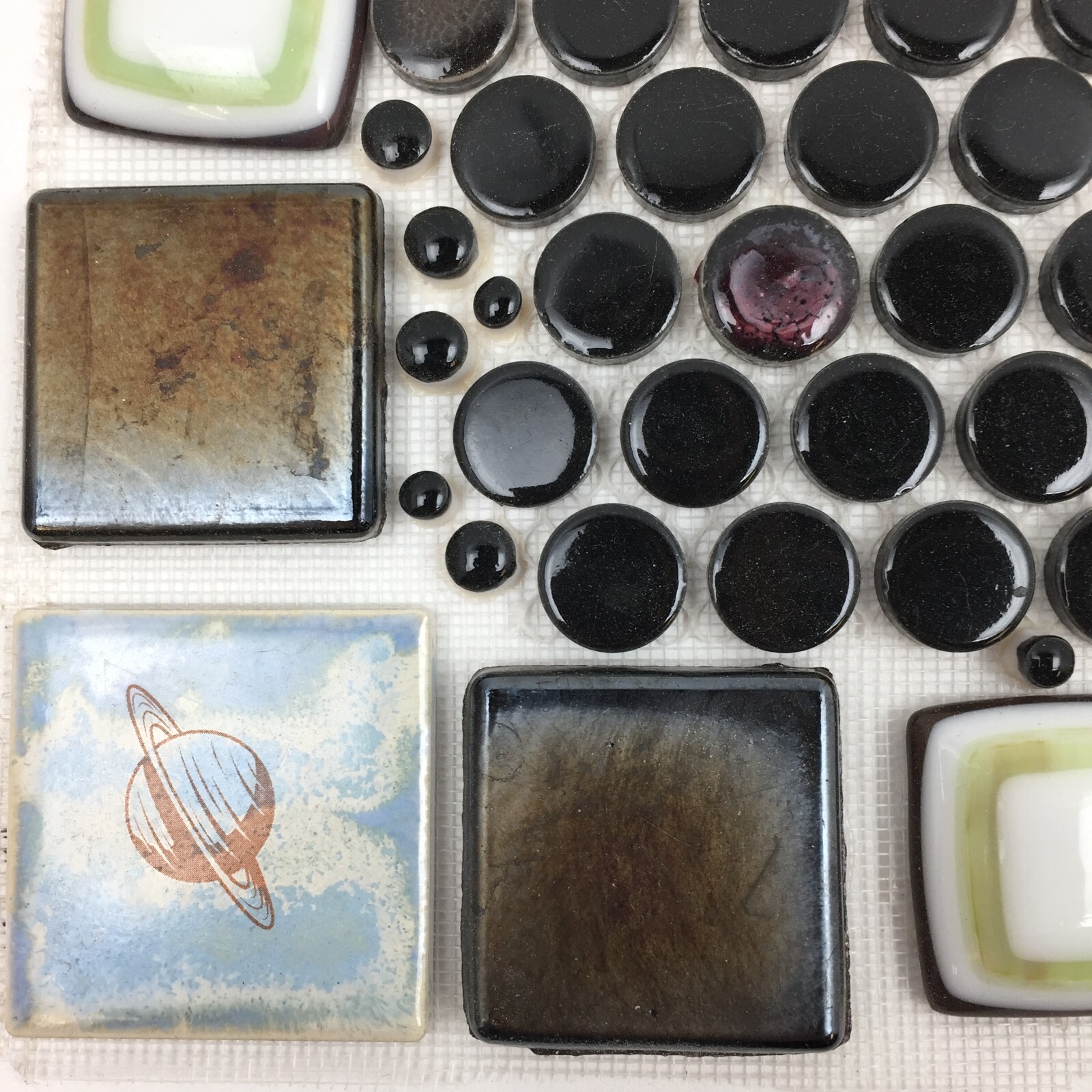 Tile Mosaic Panel, Ready To Install, Ceramic Glass Handmade Vintage 12.5 x 16