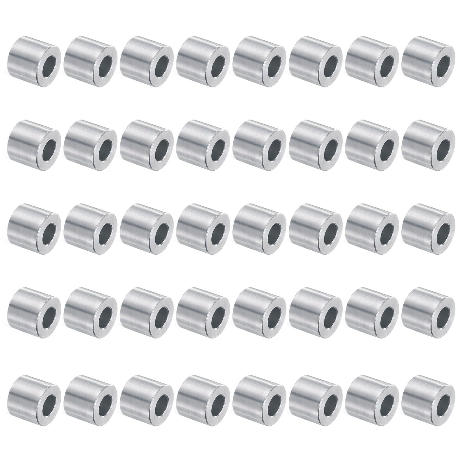 uxcell 40pcs Aluminum Spacer 5mm Bore x 10mm OD x 9mm Length Silver tone