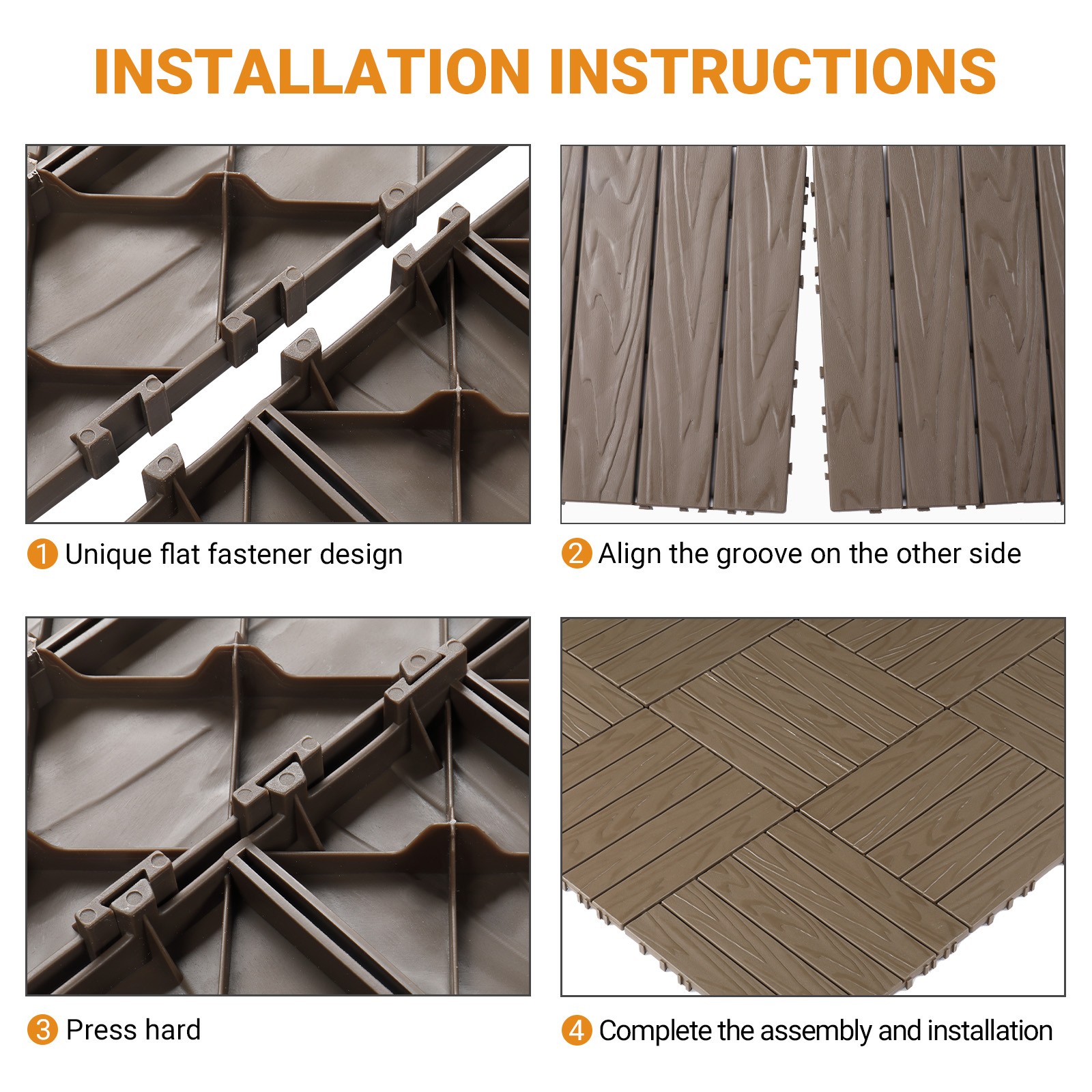 27PCS Interlocking Deck Tiles 12 x 12in Waterproof Flooring Tiles for Outdoor