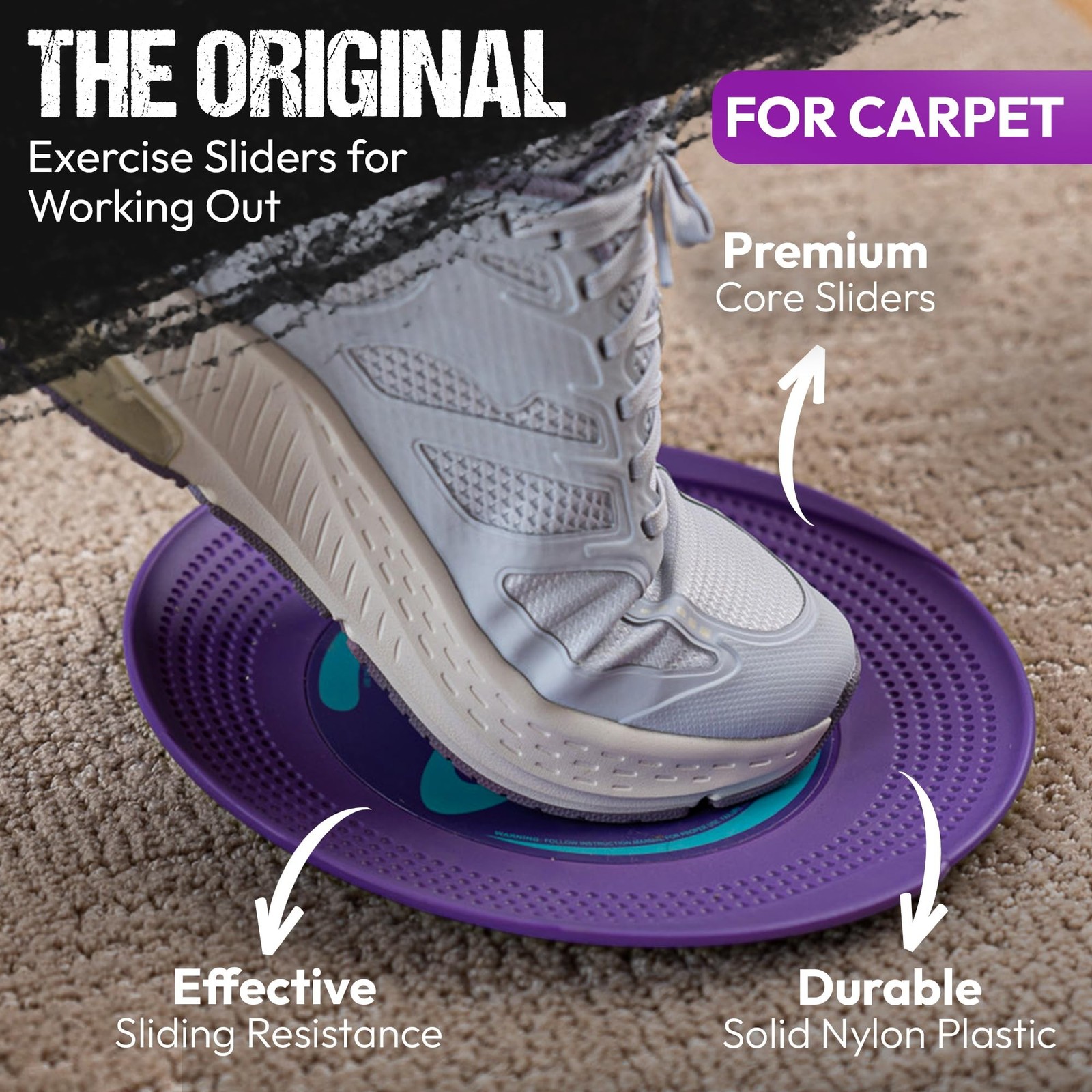 Gliding 9” Sliders for Working Out on Carpet Floors, 1 Pair + 4 Videos | T