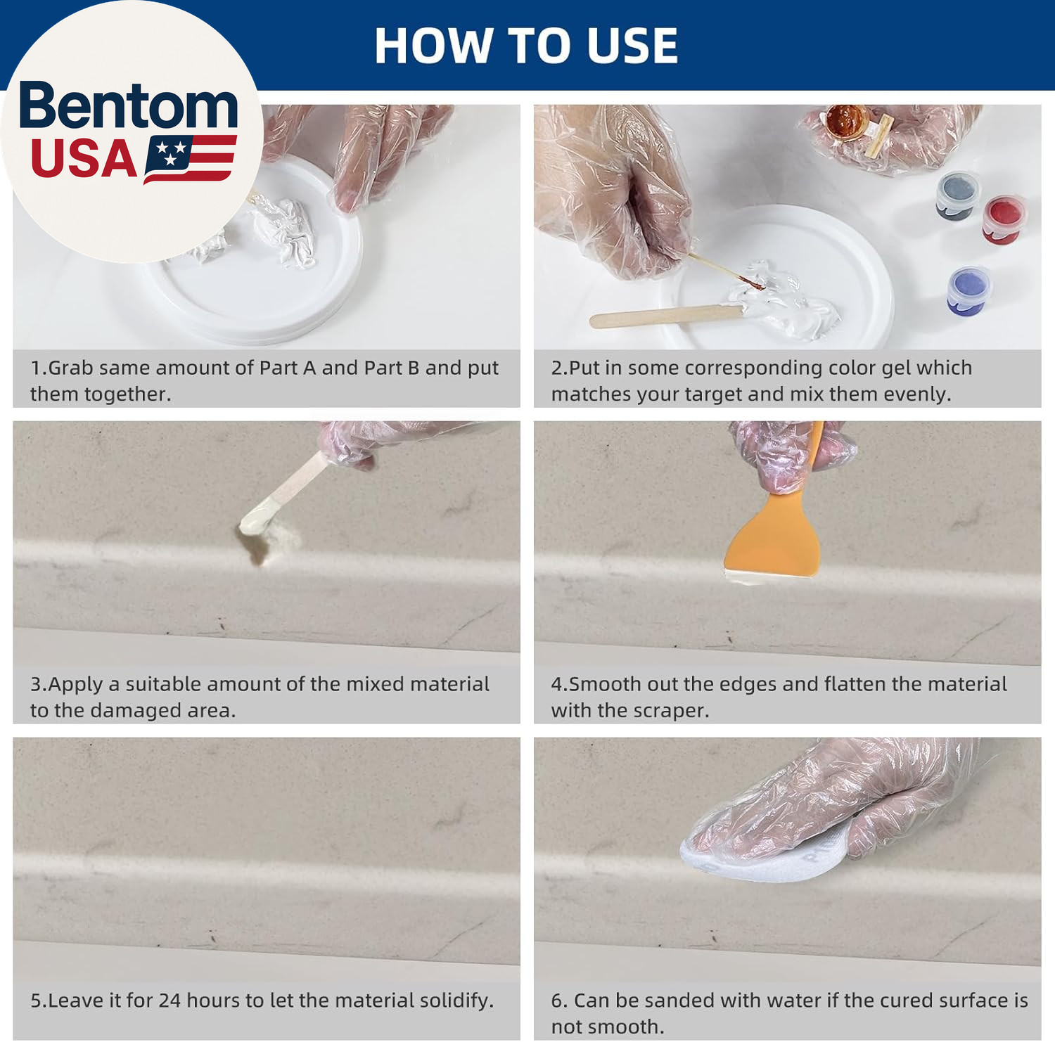 Marble and Granite Repair Kit Porcelain Marble Stone and Quartz Countertops Repa