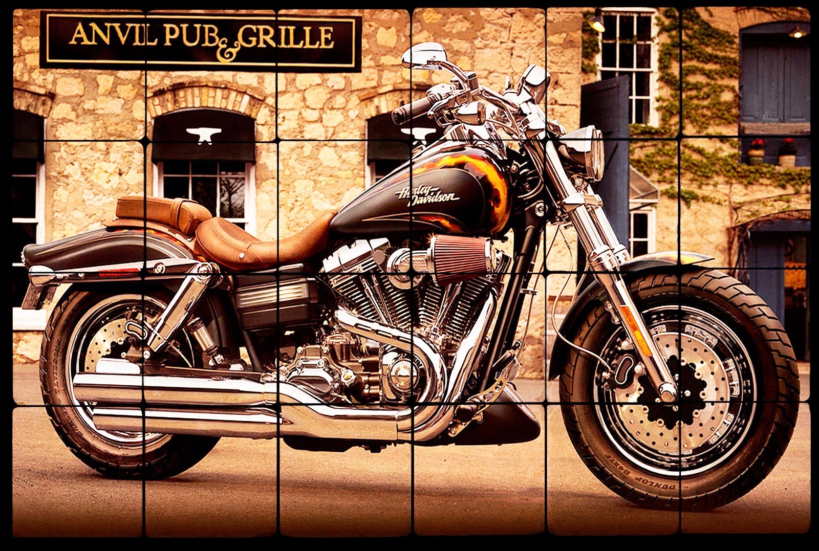 Motorcycle Still Life Tumbled Marble Tile Wall Mural Backsplash 24″ x 16″
