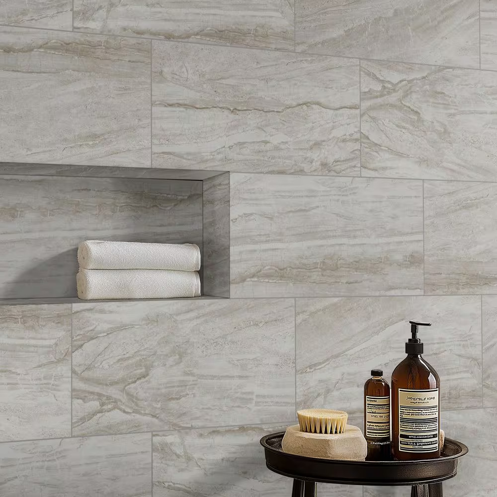 Vigo Gris 12 In. X 24 In. Matte Ceramic Stone Look Floor and Wall Tile (16 Sq. F