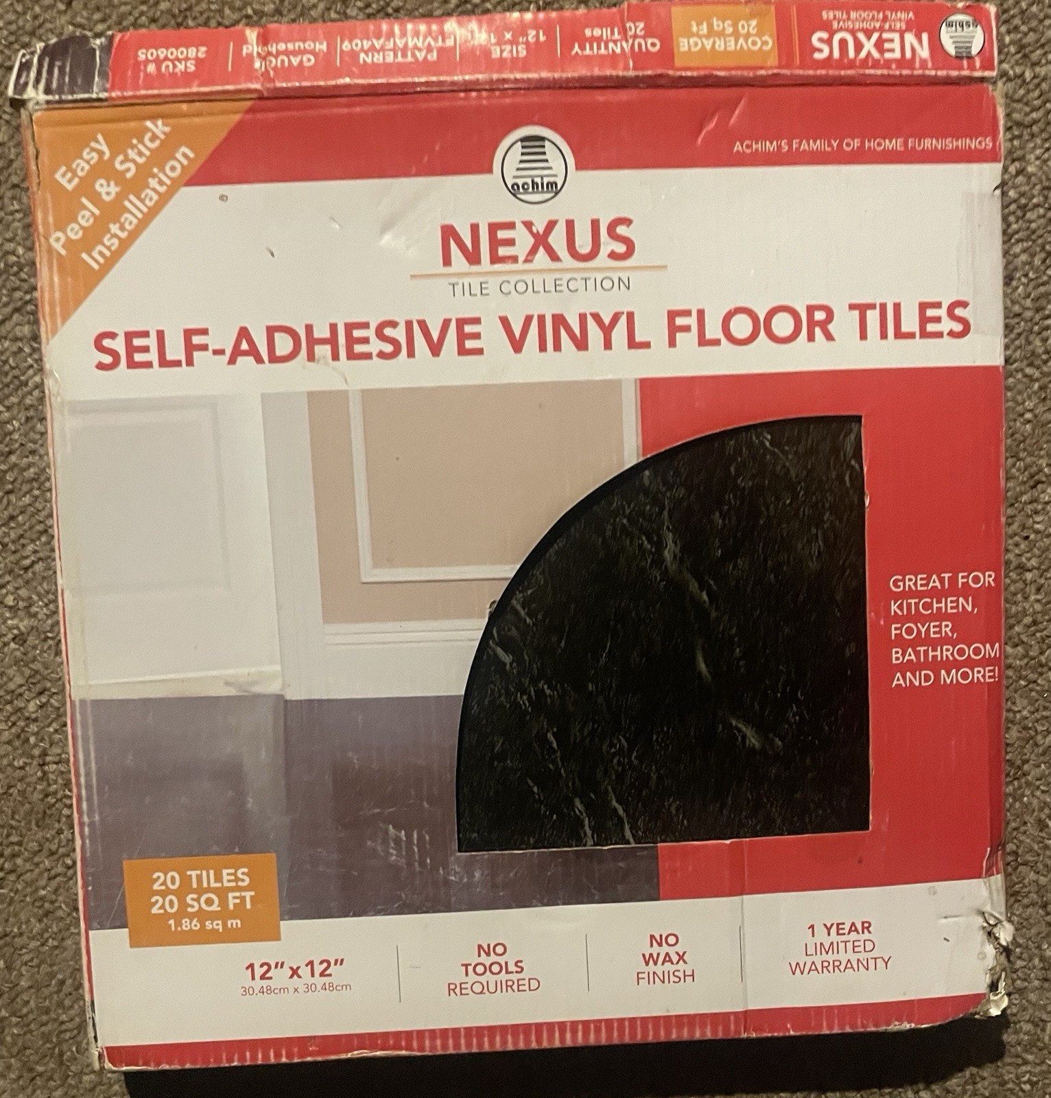 Modern Marble Black and White Vinyl Self-Adhesive Tiles