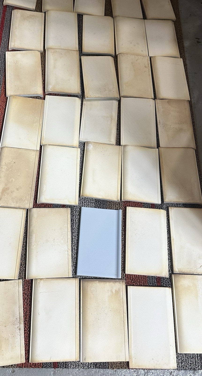 1 pc. Heron Blue: 3-3/4″ X 6-1/8″ Ceramic Cove Base Tile: florida Co. Flat Top