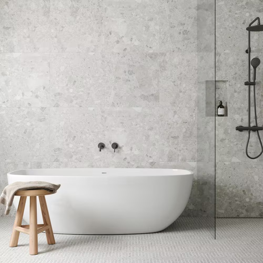 Frammenta 24 In. X 24 In. Light Grey Porcelain Floor Tile (15.72 Sq. Ft./Case)