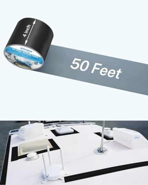 Butyl Sealant Tape – 4 Inch x 50 Ft – Black RV Roof Tape – 4inx50ft