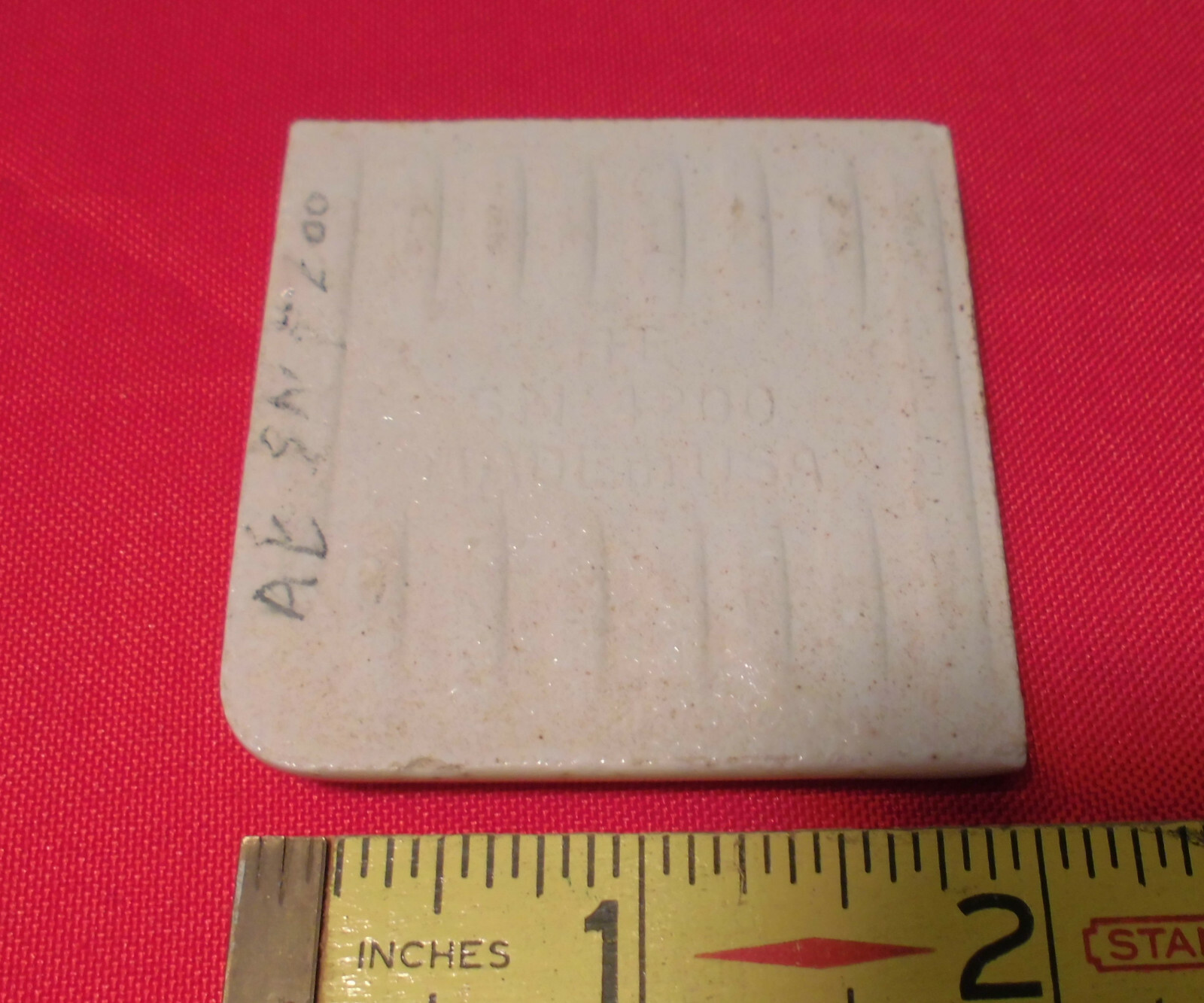 Buckwheat 2″ X 2″ X 5/16″ Ceramic Surface Bullnose Corner Tile; made 1940’s