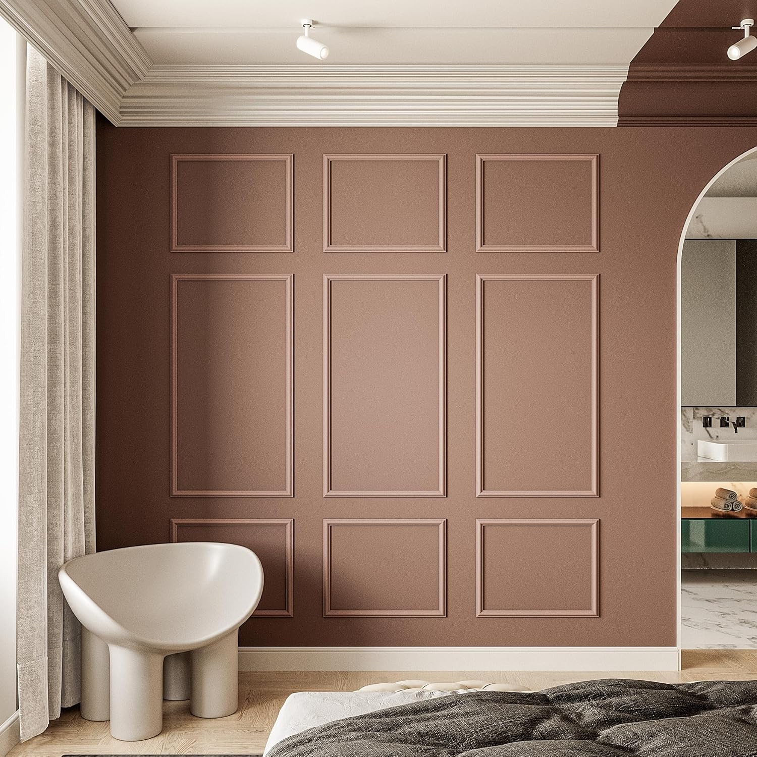 Pre-Cut Wall Molding Kit 3D Wainscoting Panels Ready to Assemble Interior Decor