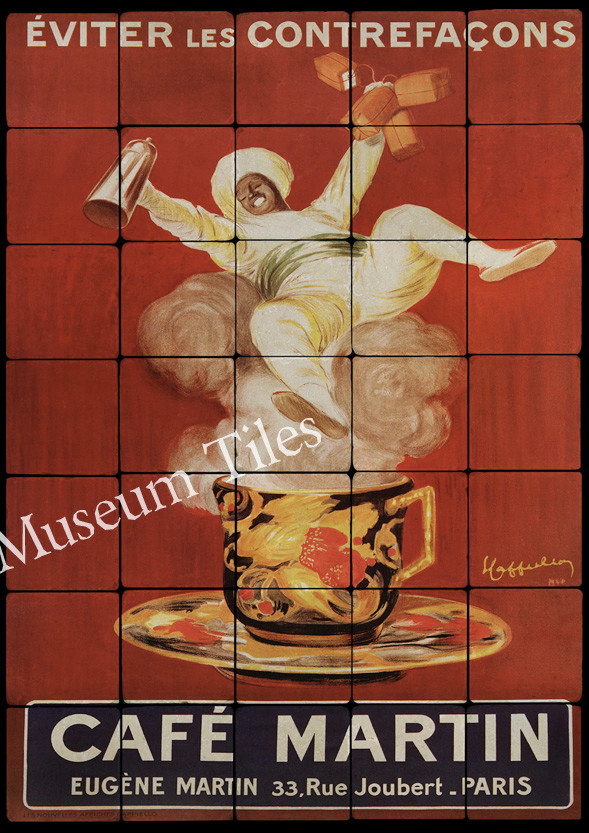 20×28 Café Martin Cappiello Art Deco Tile Mural for Bar, Cafe, Restaurant Decor