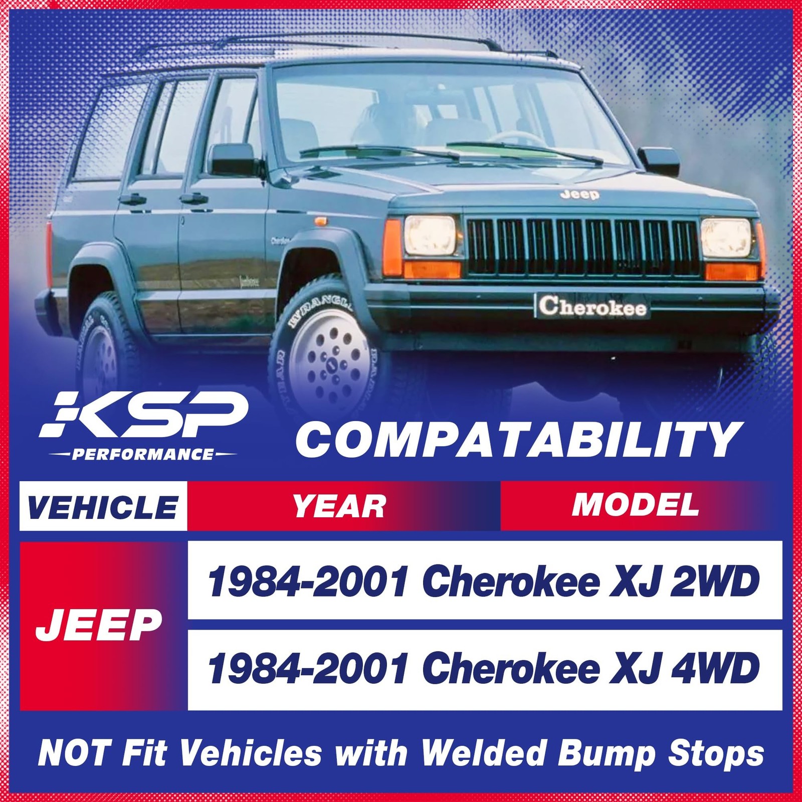 KSP XJ Lift Kits 3″F+2″R, Full Leveling Lift Kits Compatible with Jeep Cherok…