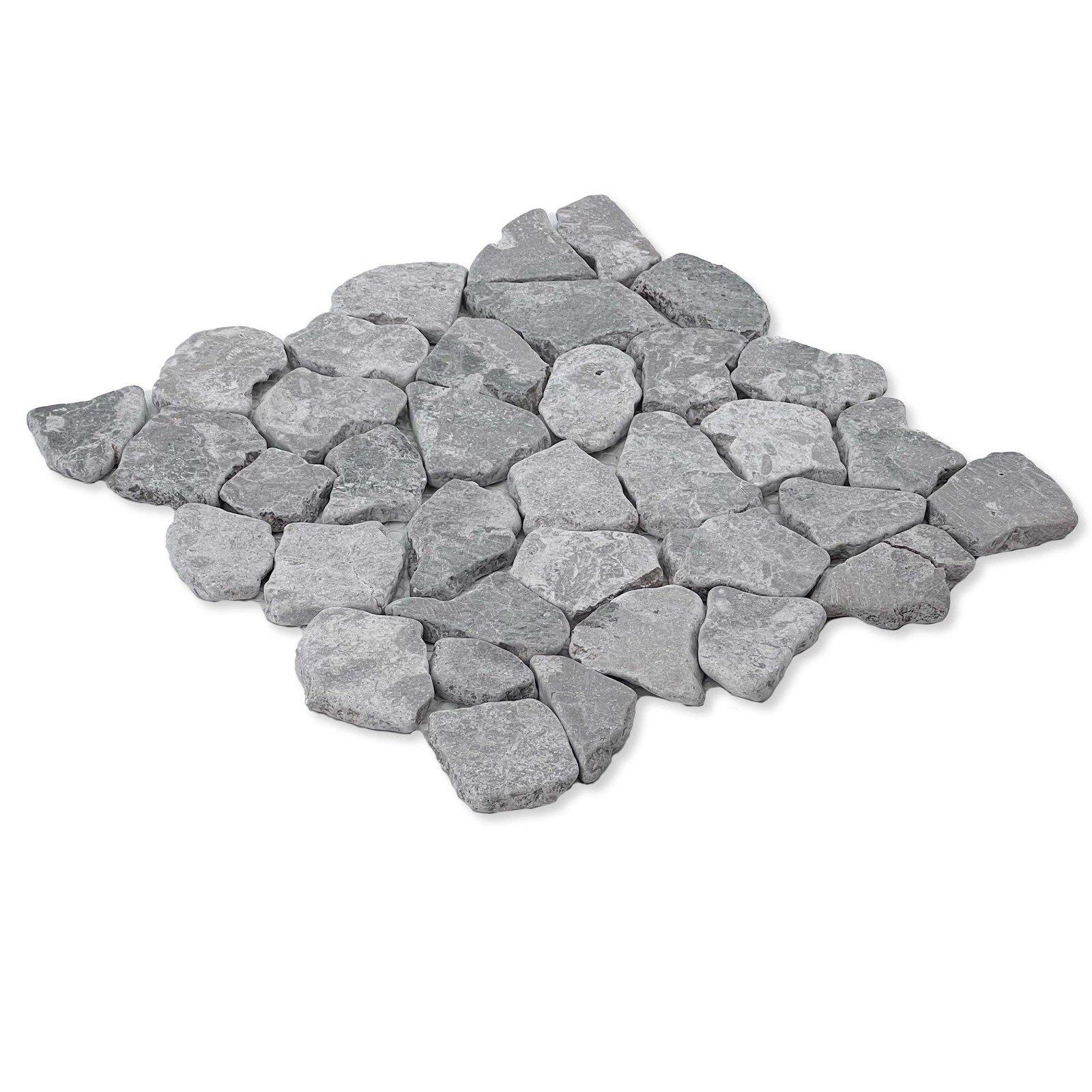 Cruz Bay Studio XR3 Fit Mosaic – 11″ x 11″ Pebble and Rock Floor – Grey Blend