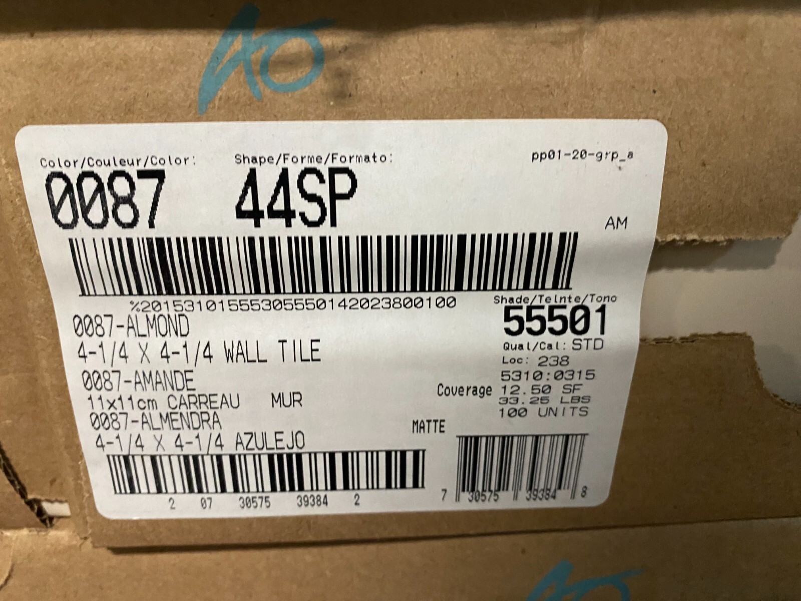 Daltile Matte Almond 4.25*4.25in Ceramic Wall Tile 12.5 sq. ft. 100Pc