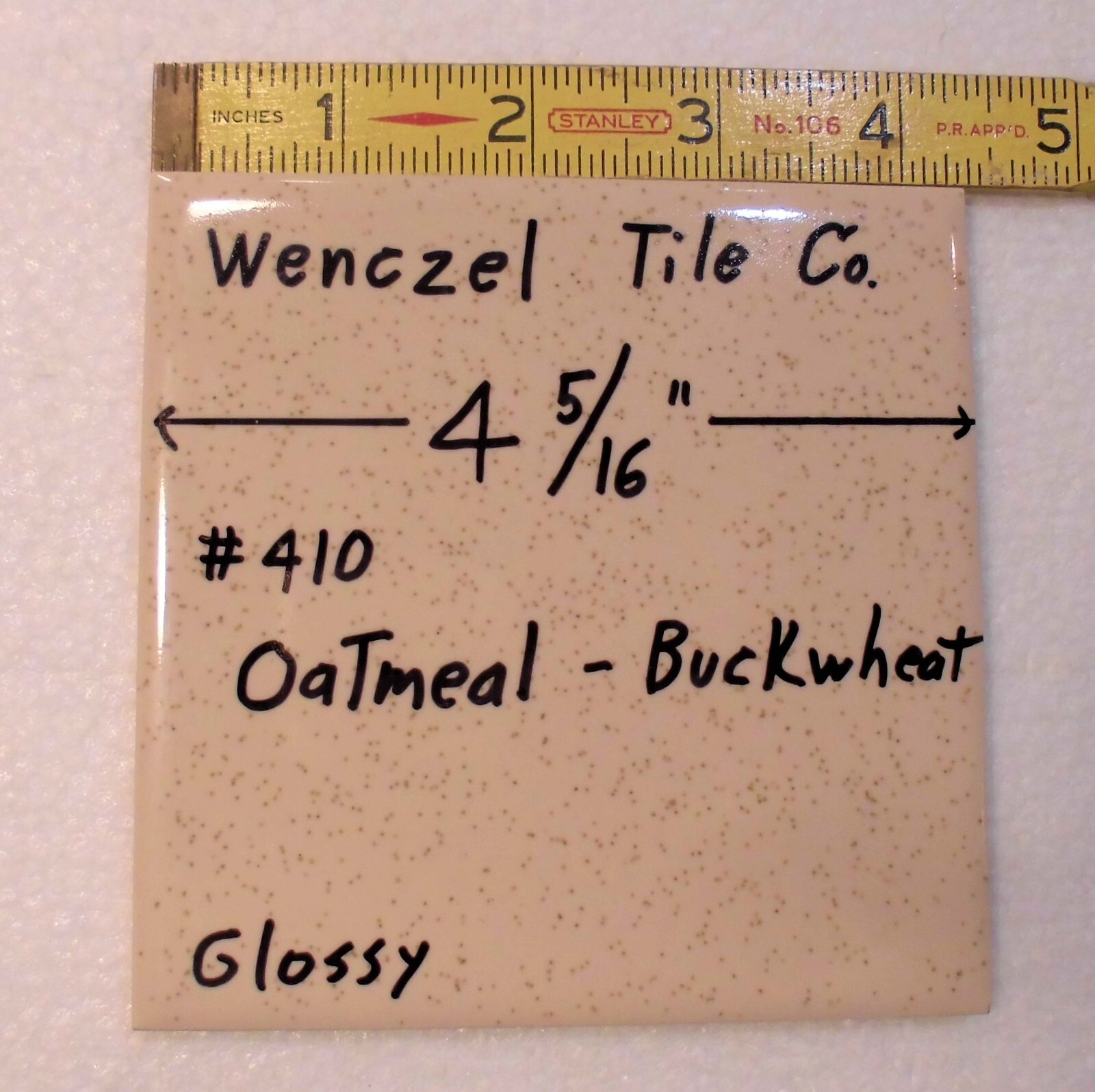 1 pc. Oatmeal – Buckwheat: Glossy Ceramic Tile by Wenczel Tile Co. 4-5/16″