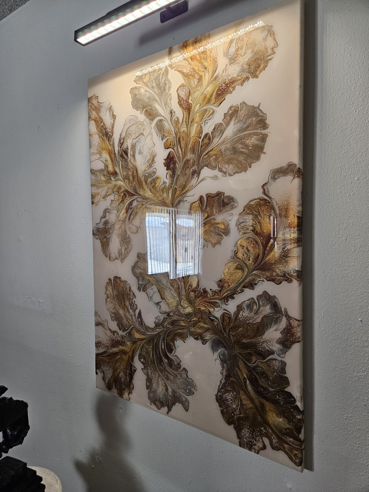 Lg 24×36 Beautiful epoxy resin coated floral dutch pour/w matching coasters.