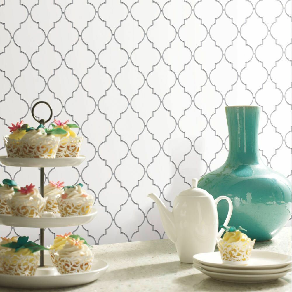 Quatrefoil Farmhouse White and Gray Modern Peel and Stick Backsplash Tile Diy