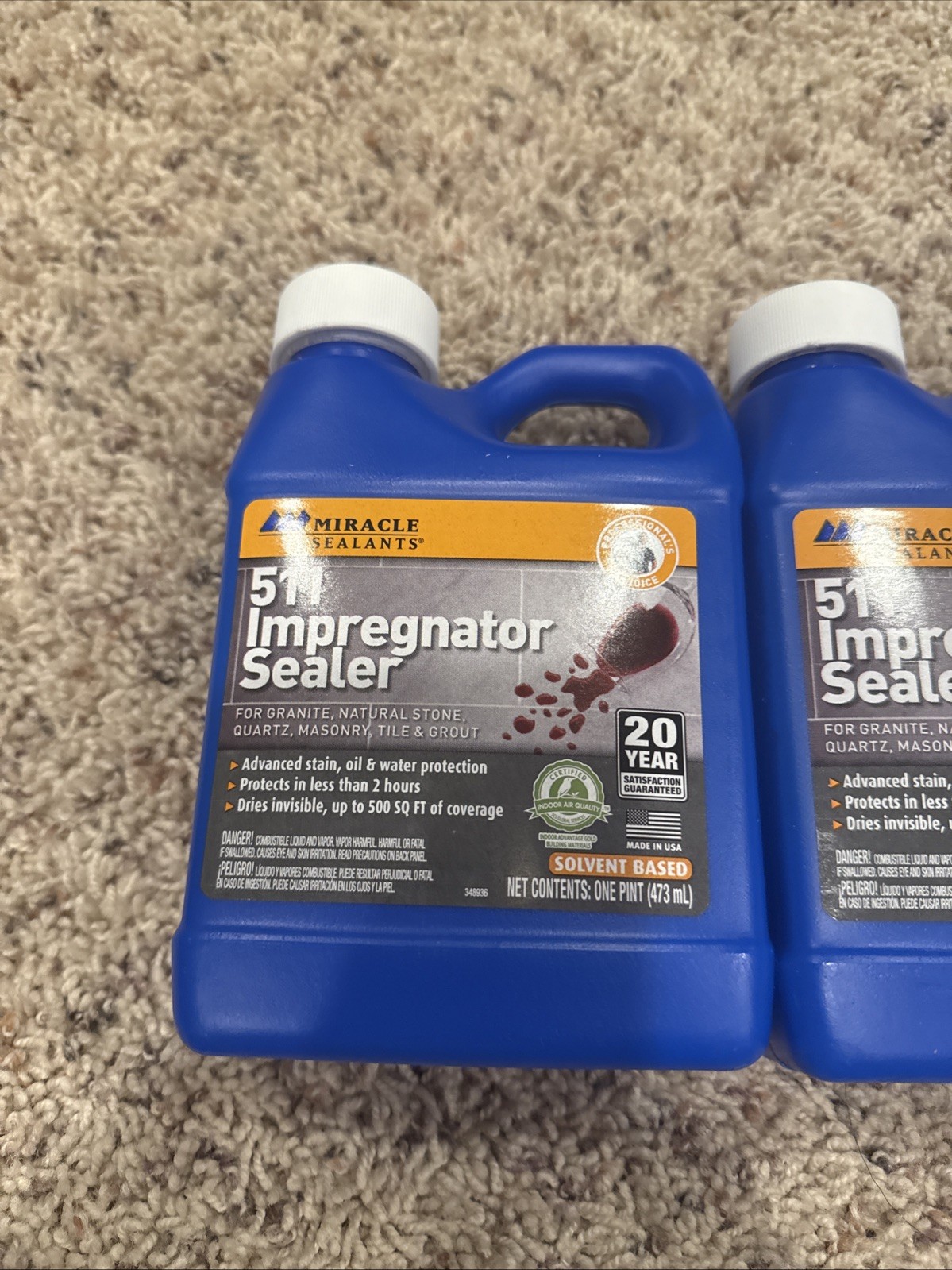 (2) Miracle Sealants 511 PT SG Impregnator Sealer for Stone, Tile, Etc. Lot Of 2