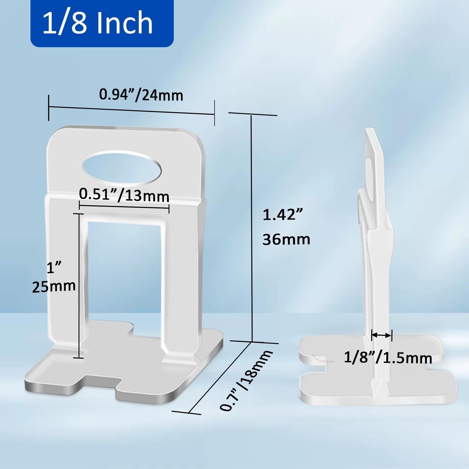 Tile Leveling System Clips – 2400 DIY Spacers for 1/8″ Ceramic & Stone Tiles